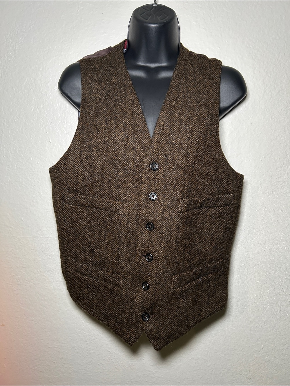 J. Crew Brown Herringbone Wool Vest